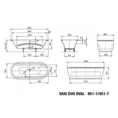 Kaldewei Vaio Duo Oval wanna owalna 180x80 cm model 951 biała 233100010001