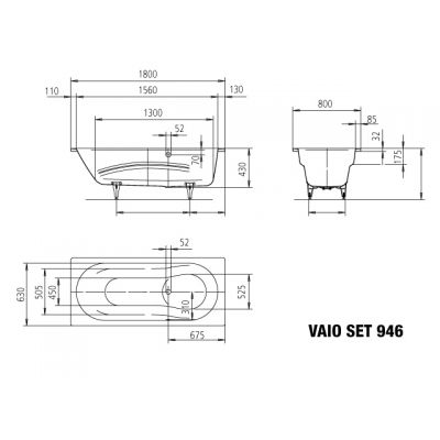 Kaldewei Vaio Set wanna prostokątna 180x80 cm model 946 biała 234600010001
