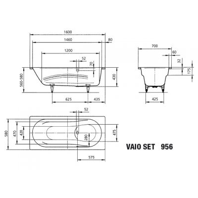 Kaldewei Vaio Set wanna prostokątna 160x70 cm model 956 biała 233600010001
