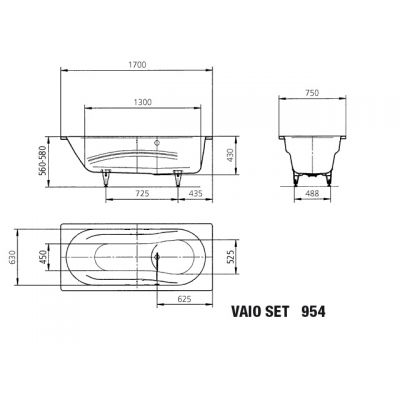 Kaldewei Vaio Set wanna prostokątna 170x75 cm model 954 biała 233400010001