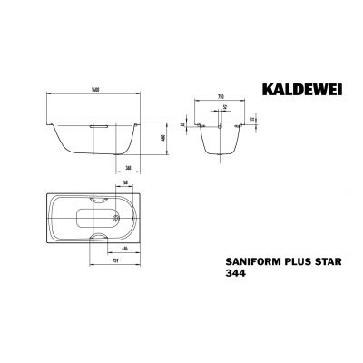 Kaldewei Saniform Plus Star wanna prostokątna 140x75 cm model 344 biała 134400010001