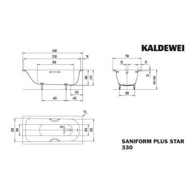 Kaldewei Saniform Plus Star wanna prostokątna 140x70 cm biała 133034010001