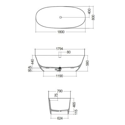 Kludi Resa O wanna wolnostojąca 180x80 cm owalna biała 51BF0153