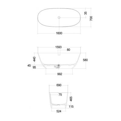 Kludi Resa O wanna wolnostojąca 160x70 cm owalna biała 51BF0353