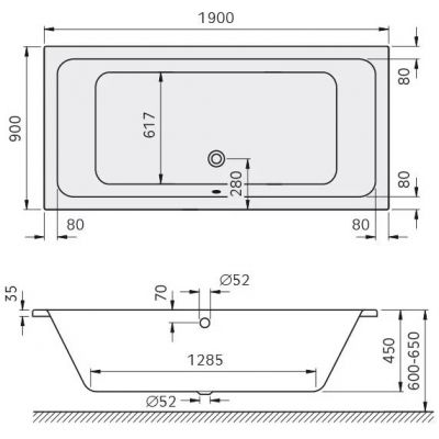 Kronenbach Cube wanna prostokątna 190x90 cm biała KBABD1990