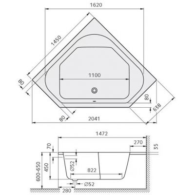 Kronenbach Cube wanna narożna 145x145 cm biała KBABE1450