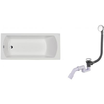 Zestaw Koło Perfect wanna prostokątna 160x75 cm z kompletem odpływowo-przelewowym Oltens Fusa (XWP1060000, 03002100)