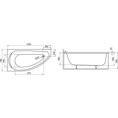 Polimat Miki wanna narożna 140x70 cm lewa biała 00372