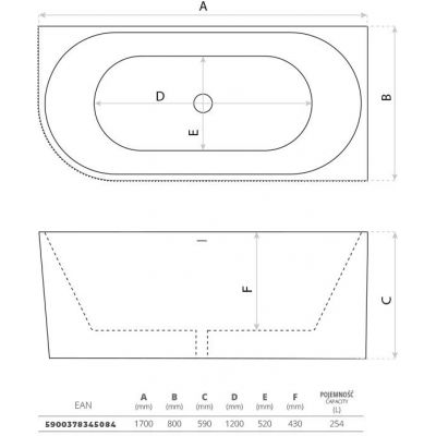 LaVita Oklahoma wanna narożna 170x80 cm lewa biały połysk