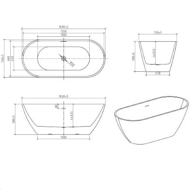 LaVita Irun wanna wolnostojąca 160x73 cm owalna biała