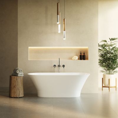 Lavaberg Glit wanna wolnostojąca 157x69 cm owalna biała 663121161103