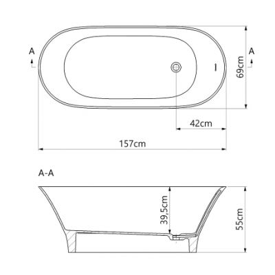 Lavaberg Glit wanna wolnostojąca 157x69 cm owalna biała 663121161103