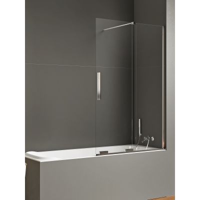 New Trendy Smart parawan nawannowy 120 cm 2-częściowy chrom połysk/szkło przezroczyste EXK-4098