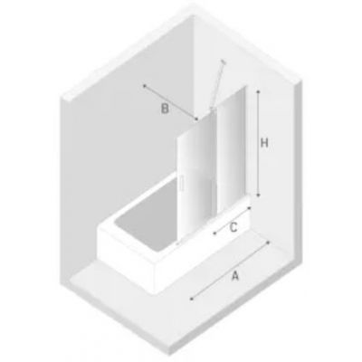 New Trendy Smart parawan nawannowy 100 cm 2-częściowy złoty szczotkowany/szkło przezroczyste EXK-7787-WU