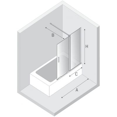 New Trendy Smart parawan nawannowy 100 cm 2-częściowy miedź szczotkowany/szkło przezroczyste EXK-7802