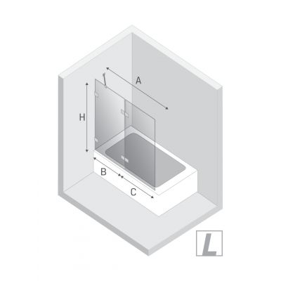 New Trendy Avexa Nickel Brushed parawan nawannowy 100 cm 2-częściowy lewy nikiel szczotkowany/szkło przezroczyste EXK-8750