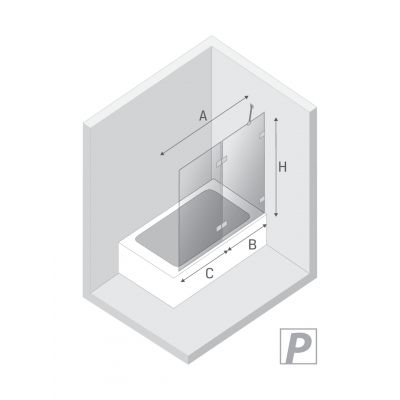 New Trendy Avexa Nickel Brushed parawan nawannowy 100 cm 2-częściowy prawy nikiel szczotkowany/szkło przezroczyste EXK-8751