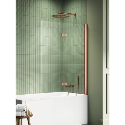New Trendy New Soleo Copper Brushed parawan nawannowy 120 cm 2-częściowy miedź szczotkowany/szkło przezroczyste P-0126