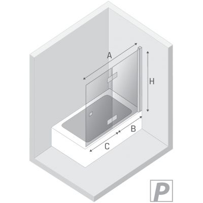 New Trendy New Soleo Copper Brushed parawan nawannowy 120 cm 2-częściowy miedź szczotkowany/szkło przezroczyste P-0126