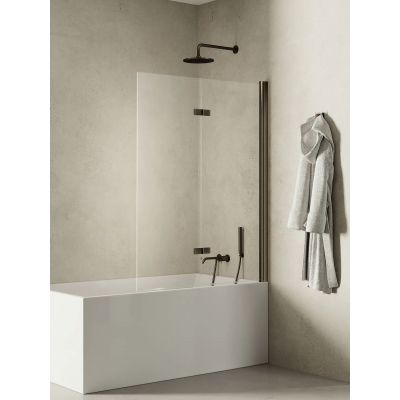 New Trendy New Soleo Gunmetal Brushed parawan nawannowy 100 cm prawy szczotkowany/szkło przezroczyste P-0142