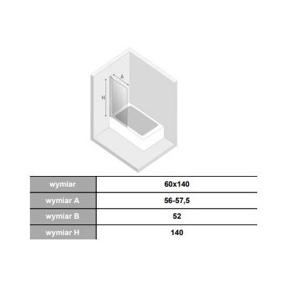 New Trendy New Soleo parawan nawannowy 60 cm 1-częściowy chrom połysk/szkło przezroczyste W871_25-00