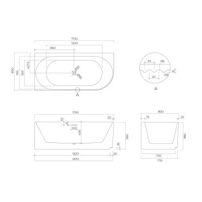 Oltens Hamnes wanna narożna 170x80 cm lewa biała 11011000
