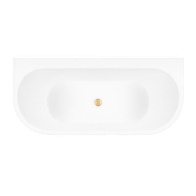 Zestaw Oltens Hulda wanna przyścienna 170x80 cm z pokrywą korka biały połysk/złoto szczotkowane (12021000, 09002810)