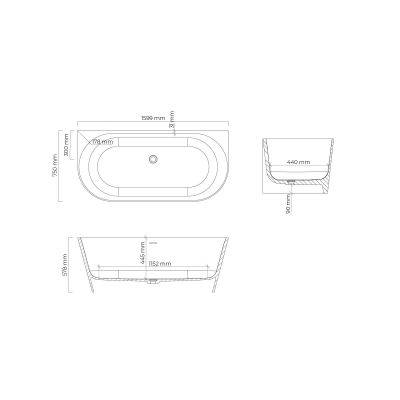Oltens Holma PureSurface wanna przyścienna 160x75 cm kaszmir połysk 12300400