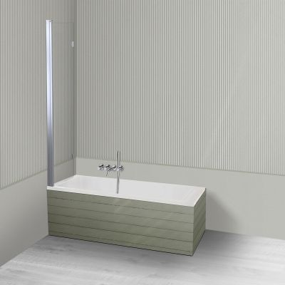 Oltens Langfoss Sela zestaw wanna prostokątna 140x70 cm akrylowa biały mat z parawanem nawannowym 115 cm 2-częściowy chrom 18000900