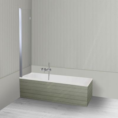 Oltens Langfoss Sela zestaw wanna prostokątna 160x70 cm akrylowa biały mat z parawanem nawannowym 115 cm 2-częściowy chrom 18002900