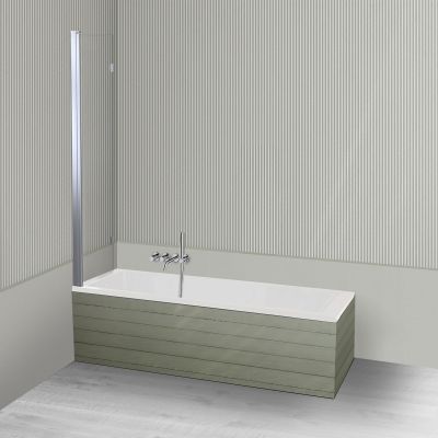 Oltens Langfoss Sela zestaw wanna prostokątna 170x70 cm akrylowa biała z parawanem nawannowym 115 cm 2-częściowy chrom 18003000