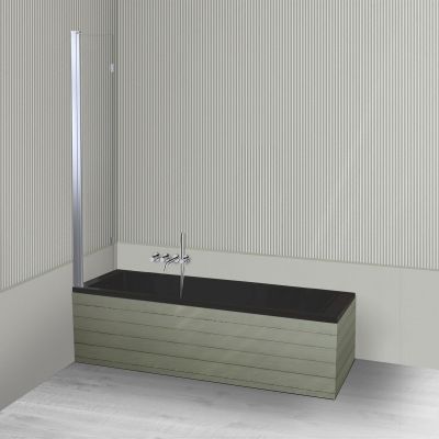 Oltens Langfoss Sela zestaw wanna prostokątna 170x70 cm akrylowa czarny mat z parawanem nawannowym 115 cm 2-częściowy chrom 18003300