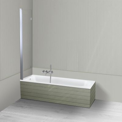 Oltens Lykke Sela zestaw wanna prostokątna 160x70 cm akrylowa biała z parawanem nawannowym 115 cm 2-częściowy chrom 18011000