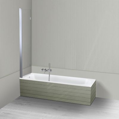 Oltens Lykke Sela zestaw wanna prostokątna 170x70 cm akrylowa biała z parawanem nawannowym 115 cm 2-częściowy chrom 18012000