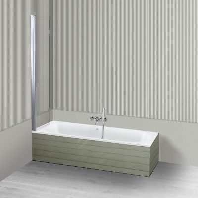 Oltens Lykke Sela zestaw wanna prostokątna 170x75 cm akrylowa biała z parawanem nawannowym 115 cm 2-częściowy chrom 18014000