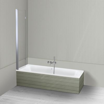 Oltens Lykke Sela zestaw wanna prostokątna 180x80 cm akrylowa biała z parawanem nawannowym 115 cm 2-częściowy chrom 18015000