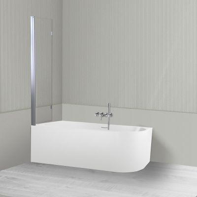 Oltens Hulda Sela zestaw wanna wolnostojąca narożna 170x80 cm akrylowa lewa biała z parawanem nawannowym 115 cm 2-częściowy chrom 18016000