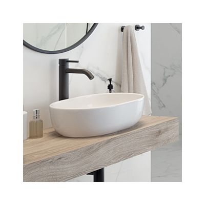 Oltens Hamnes umywalka 47,5x34 cm nablatowa owalna z powłoką SmartClean biała 40809000