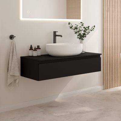 Oltens Vernal zestaw mebli łazienkowych 180 cm z blatem czarny mat 68552300