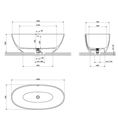 Omnires Shell M+ wanna wolnostojąca 160x75 cm owalna biała SHELLWWZPBP