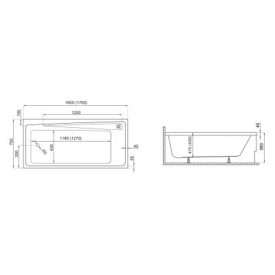 Polimat Elza wanna prostokątna 160x75 cm biała 00024
