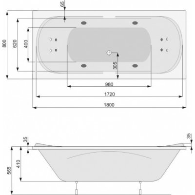 Wanna prostokątna 180 x 80 cm + nogi Poolspa Gemini PWPD910ZN000000