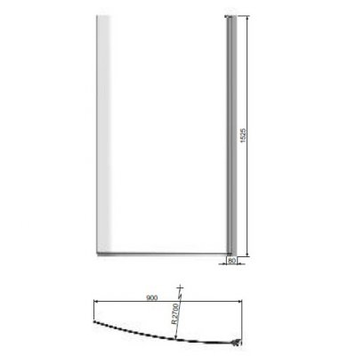 Parawan nawannowy 153 x 90 cm do wanny prawej Poolspa Mistral PKAU00000000000