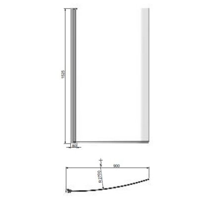 Parawan nawannowy do wanny lewej 153 x 90 cm Poolspa Mistral PKAU70000000000