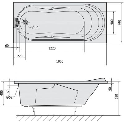 Polysan Adriana wanna prostokątna 180x74 cm biały 48111