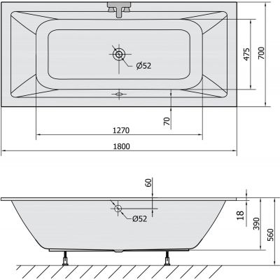 Polysan Krysta Slim wanna prostokątna 180x70 cm biała 72906S