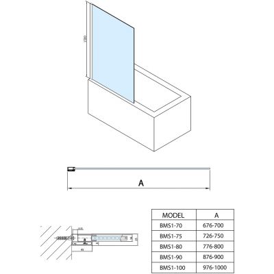 Polysan Modular Shower parawan nawannowy 80 cm chrom/szkło przezroczyste BMS1-80