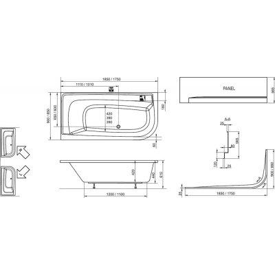 Wanna prostokątna 175x85 P Ravak Praktik Lux PU Plus C271000000