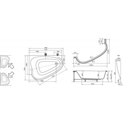 Wanna asymetryczna 185x105 -135 Ravak LoveStory P C701000000