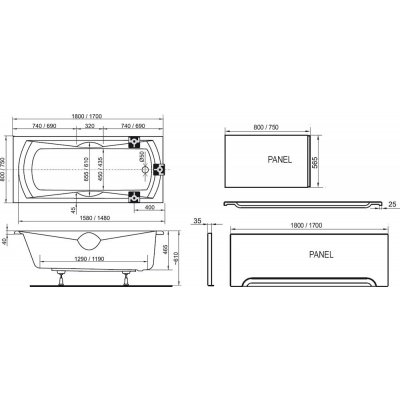 Ravak Sonata PU Plus wanna prostokątna 180x80 cm CW010P0000